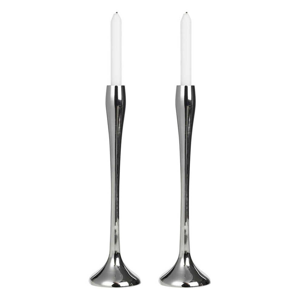 (2x Silver Large ) Metal Candle Holder Candlesticks Decorative Decor