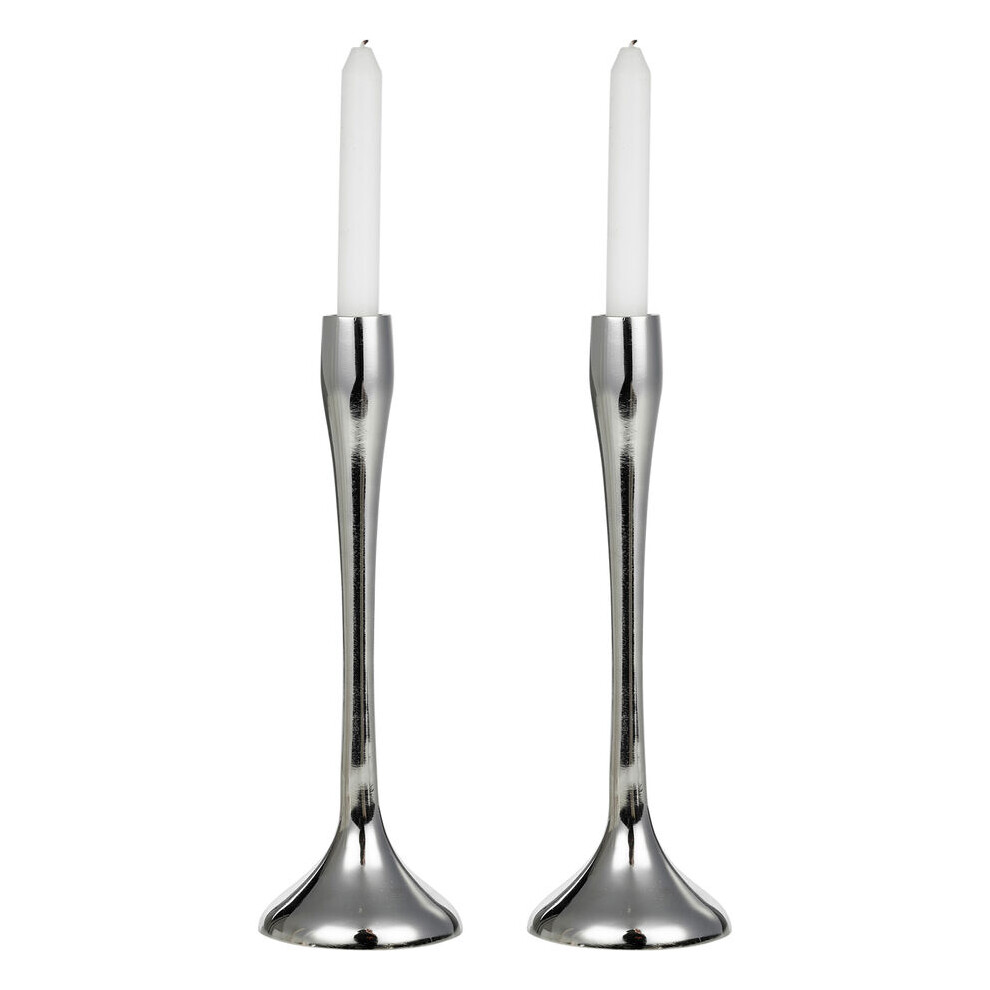 Urbn Living (2X Silver Small ) Metal Candle Holder Candlesticks Decorative Decor