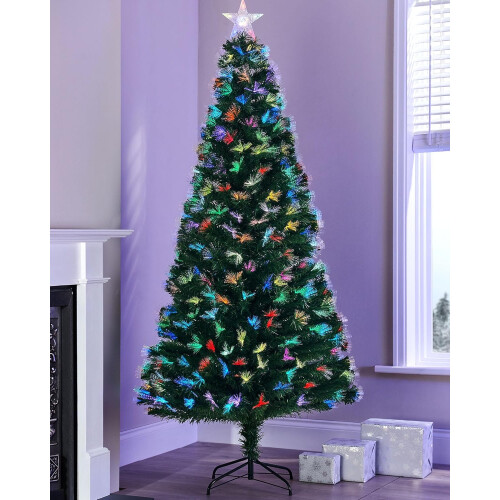 Pre-Lit Fibre Optic Christmas Tree with Star - 2FT Sizes, LED Lights 1