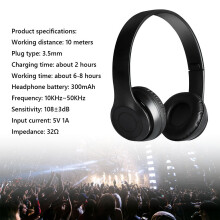 (Black) P47 Wireless Game Headset Bluetooth-Compatible 5.0 for Smartphone (Black)