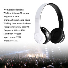 (White) P47 Wireless Game Headset Bluetooth-Compatible 5.0 for Smartphone (Black)