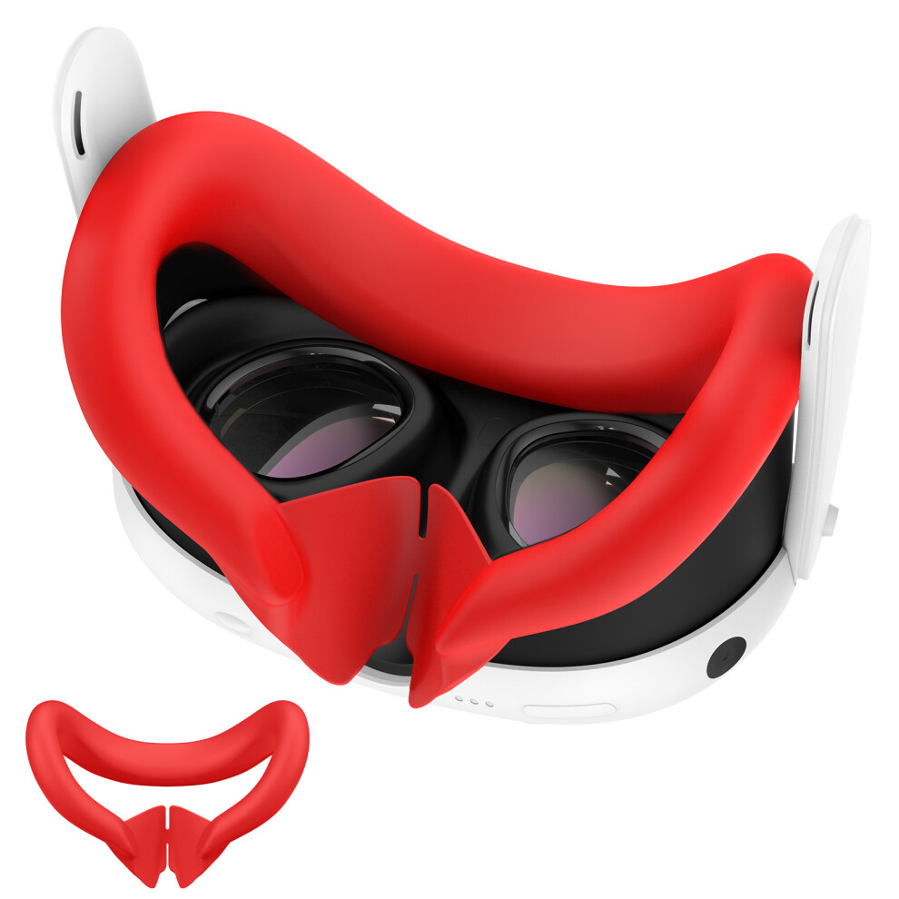 () Silicone Face Cover Pad Replacement Face Cushion For Meta Quest 3 (Black) Red/Black 9417278167358