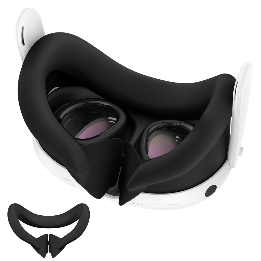 (Black) Silicone Face Cover Pad Replacement Face Cushion For Meta Quest 3 (Black) Black 9417278167334