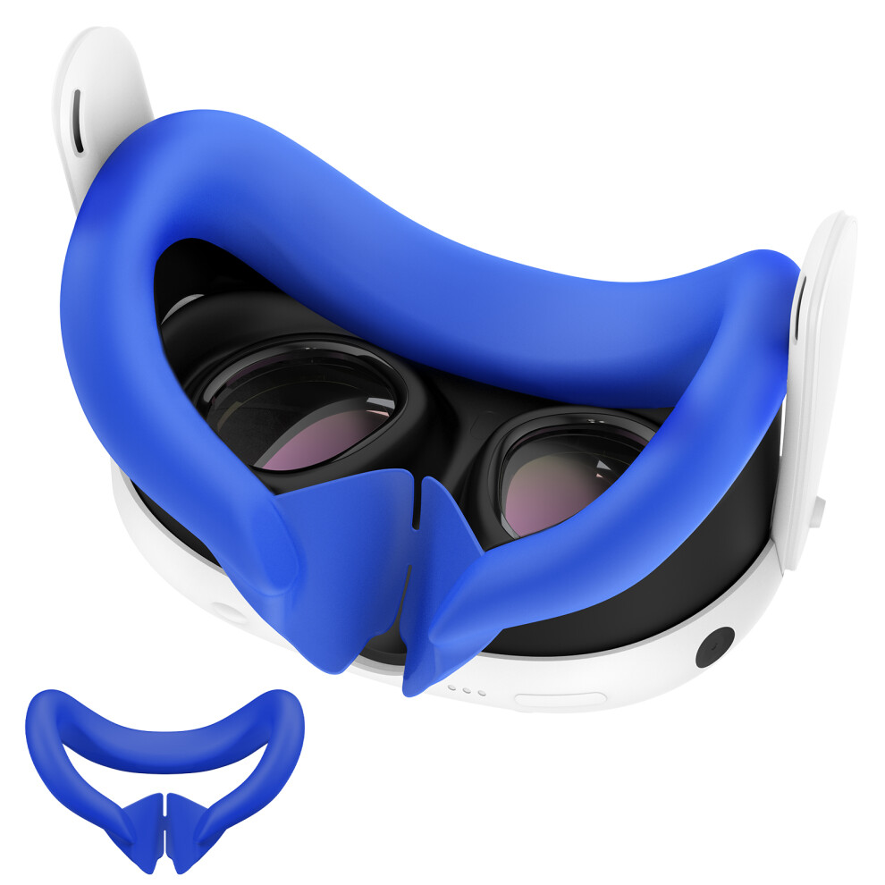 () Silicone Face Cover Pad Replacement Face Cushion For Meta Quest 3 (Black) Blue/Black 9417278167341