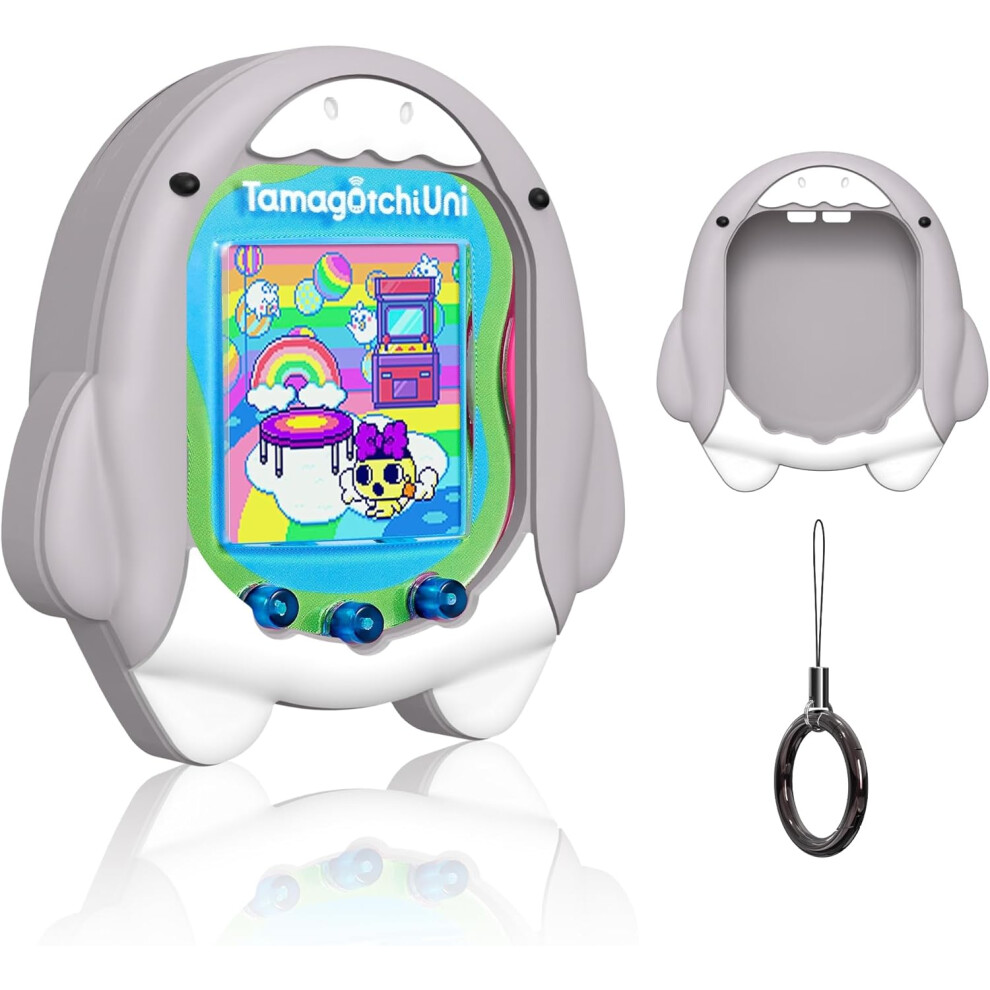 (Grey) Silicone Case Anti-Scratch Protective Cover With Lanyard For Tamagotchi Uni 2023?Grey? Grey 9417278169666
