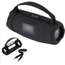 (Black) Silicone Cover Case Shockproof for JBL Charge 5 Wi-Fi Speaker (Black)