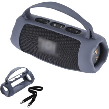 (Blue) Silicone Cover Case Shockproof for JBL Charge 5 Wi-Fi Speaker (Black)