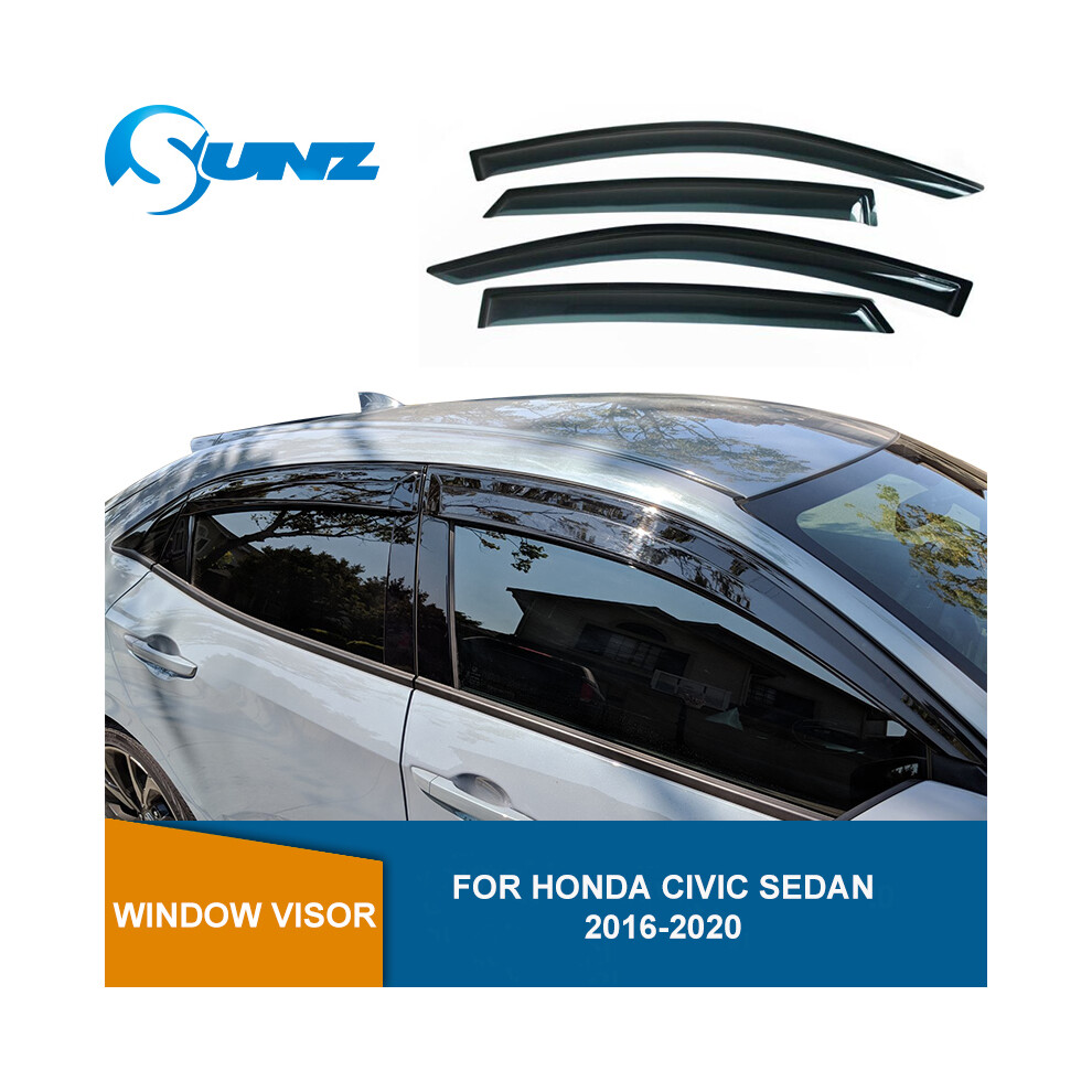 Door Visor For Honda Civic Sedan 10Th 2016 2017 2018 2019 2020 Vehicle Black 8058963242083