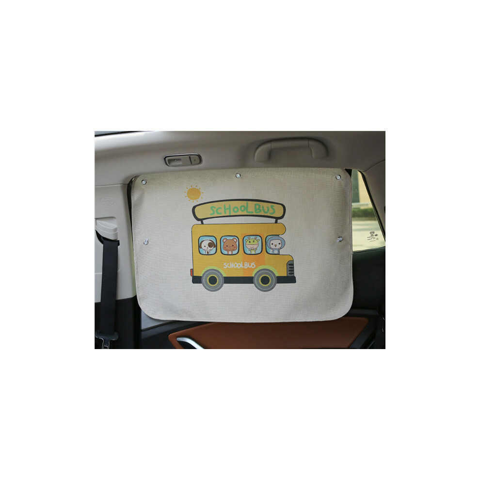 (School Car) Car Windshield Car Sun Shade Curtains Cute Cartoon Car Styling Rear Side 8058963241208