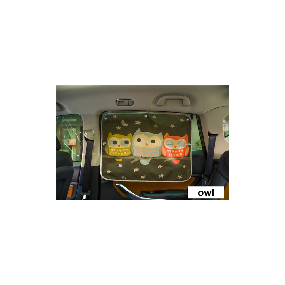 (Owl-A) Car Windshield Car Sun Shade Curtains Cute Cartoon Car Styling Rear Side 8058963241291