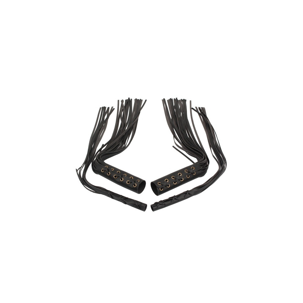 (Black) Universal Motorcycle Fringe Grips Cover Leather Handlebar Hand Grips Tassel Black 882619849283