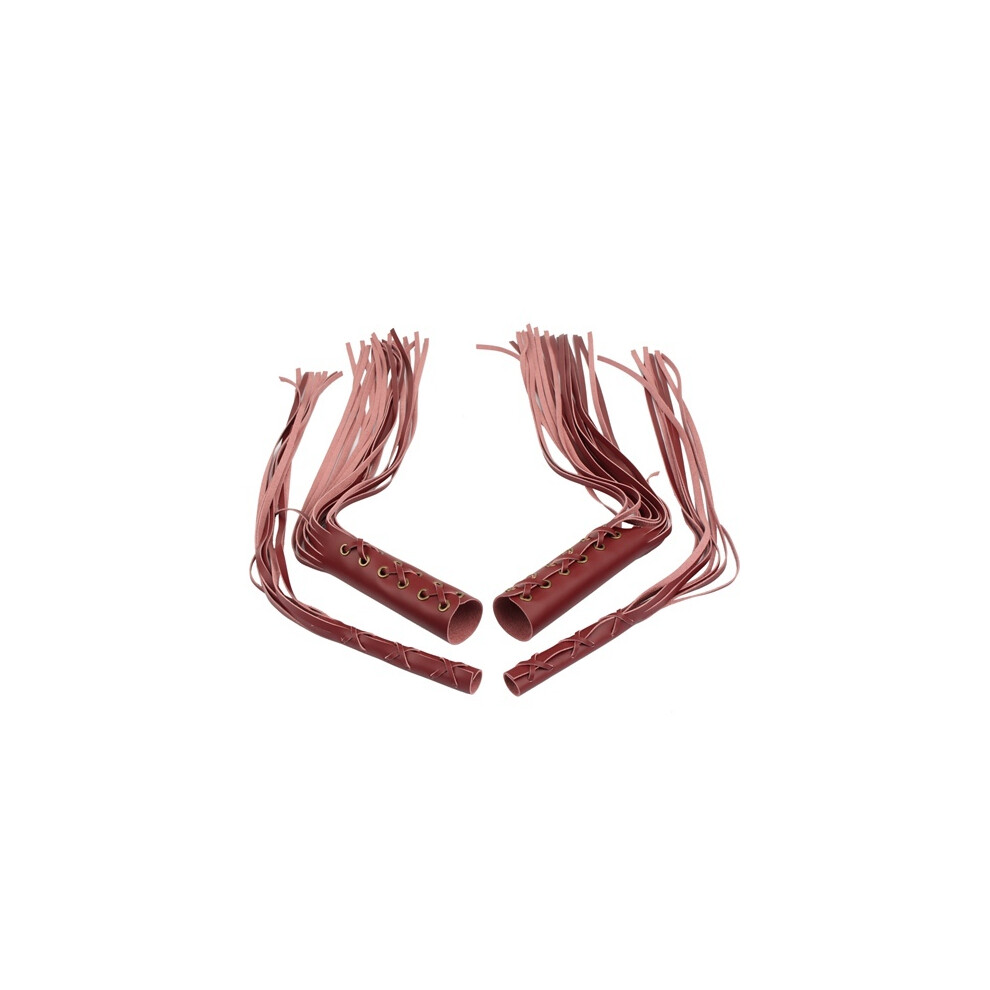 (Wine ) Universal Motorcycle Fringe Grips Cover Leather Handlebar Hand Grips Tassel Red 882619849306