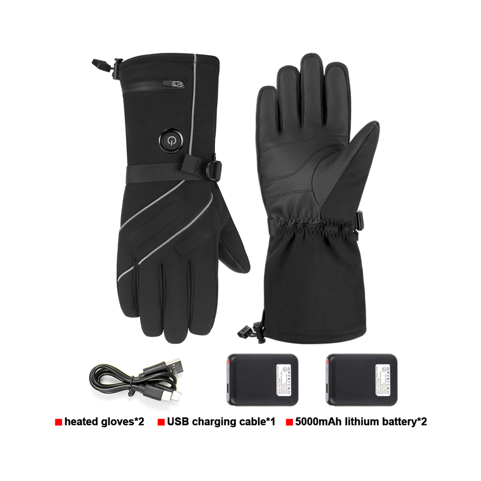 (Xl, A3 With 2Pcs Battery) Heated Gloves Battery Powered Winter Thermal Motorcycle Heating Gloves 882619859725