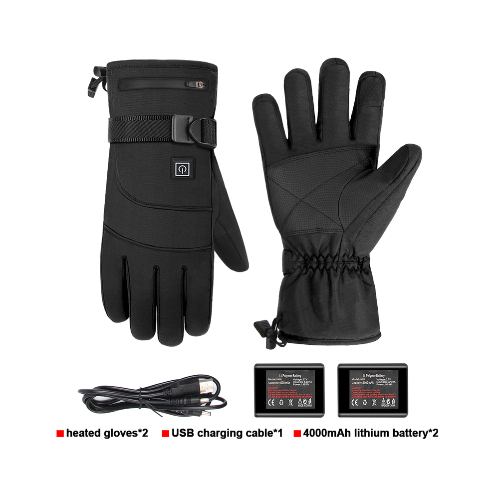 (L, A1 With 2Pcs Battery) Heated Gloves Battery Powered Winter Thermal Motorcycle Heating Gloves 882619860325