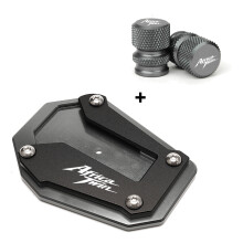 (A set grey) Motorcycle Kickstand Enlarger Side Stand Extension Pad Valve Caps For