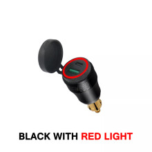 (Red Light Type-C) Motorcycle Aluminium DIN Hella Plug Dual USB Quick Charger Adapter LED