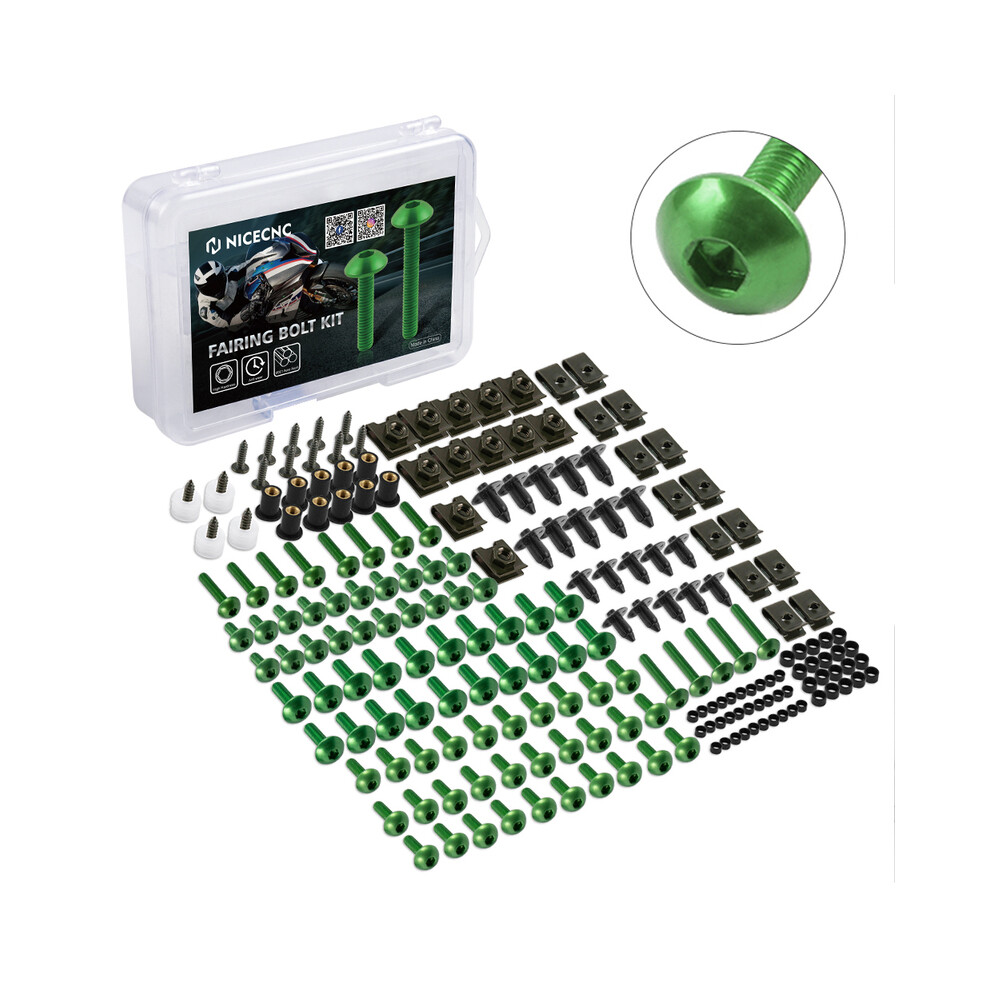 Photos - Nail / Screw / Fastener MAXPOWER  253PCS M5 M6 CNC Screws Fairing Bolt Nut Body Screws Kit For BMW S1000R (Green)