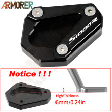 (S1000R LOGO Black) S1000R Kickstand Side Stand Enlarge Pad Motorcycle Accessories For BMW