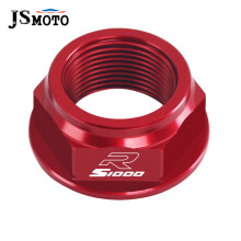 (S1000R Red) For BMW S1000R S1000RR CNC Swing Arm Pivot Shaft Nut Screw Bolt Protection