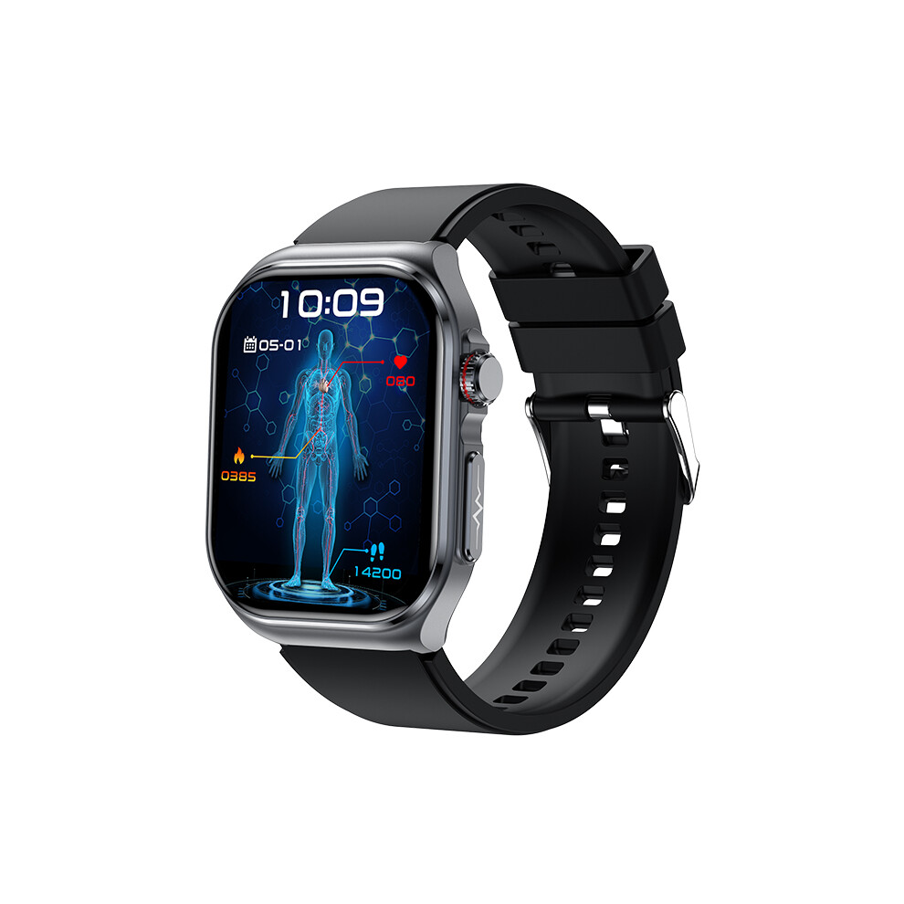 (Black Silicone) Smartwatch Ecg Heart Rate Blood Pressure Blood Glucose Health Monitoring Smart Watch Black,Not,Specified 4069184454302