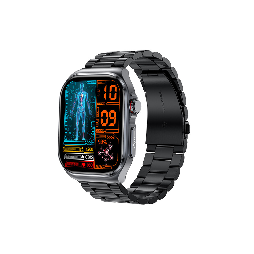 (Black Steel) Smartwatch Ecg Heart Rate Blood Pressure Blood Glucose Health Monitoring Smart Watch Black,Not,Specified 4069184454326