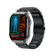 (Black Steel) Smart Watch ECG Blood Pressure Oxyegn Health Monitoring Bluetooth Calling Men Women Smartwatch
