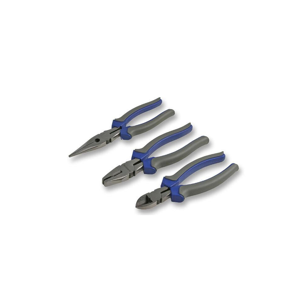 Duratool 3Pc Pliers Set, Diagonal Pliers, Combination Pliers & Long Nose Pliers 5051259001855