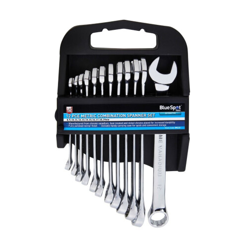 BlueSpot Blue Spot Tools - 12 PCE Metric Combination Spanner Set (8-19mm)