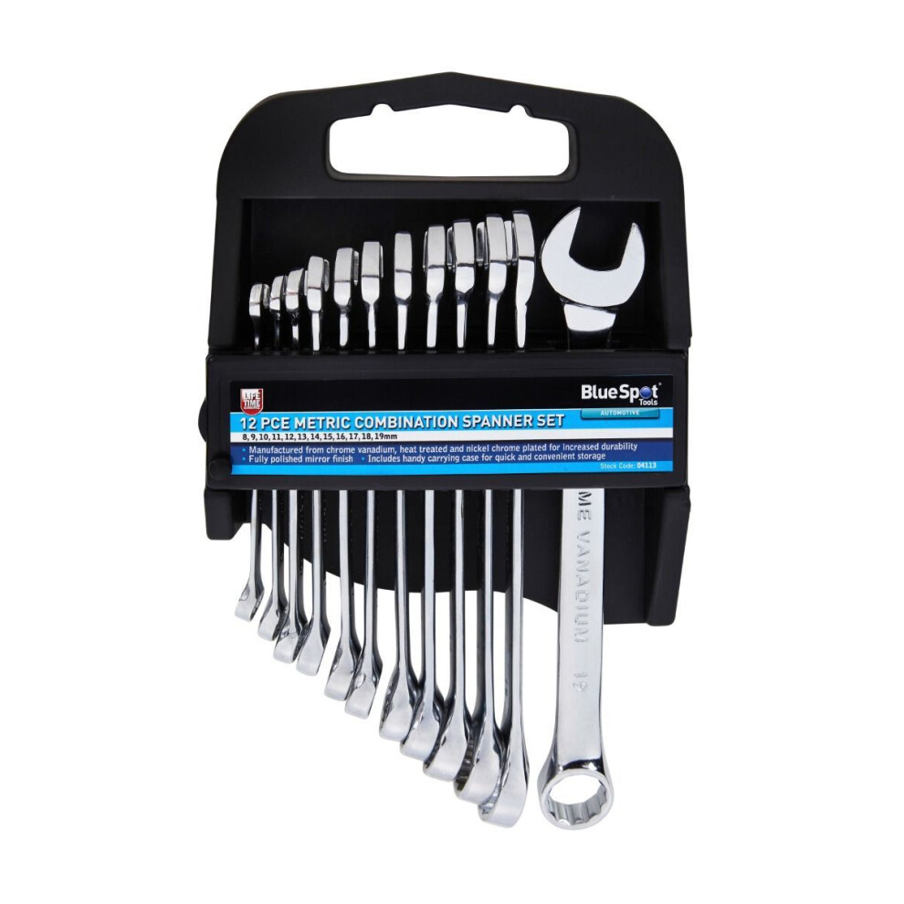 Spot Spot Tools - 12 Pce Metric Combination Spanner Set (8-19Mm) Blue