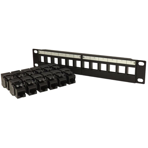 TUK - miniMEDIA 10" Keystone Patch Panel, 12x Cat6 Modules