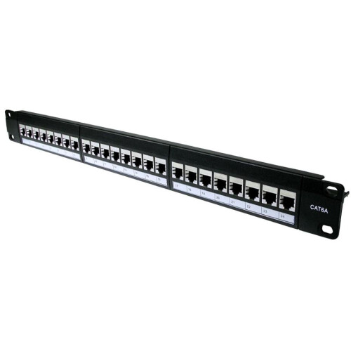 PRO SIGNAL - 1U 24 Port Cat6a Shielded Keystone Jack Patch Panel