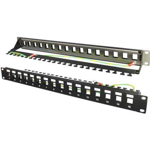 TUK - 16 Port Feedthrough Patch Panel for Wide Keystones