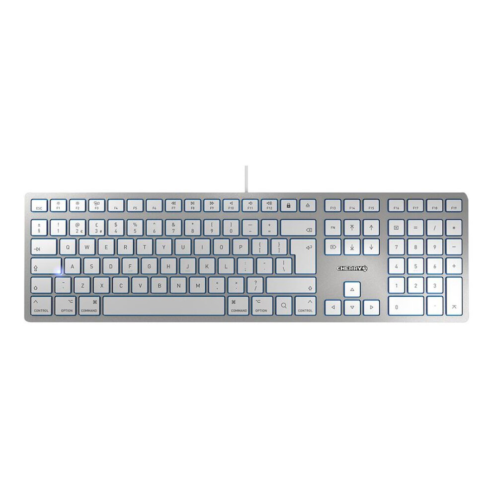 Cherry - Cherry Kc 6000 Slim For Mac Corded Keyboard, Silver/White Red 3561124152121