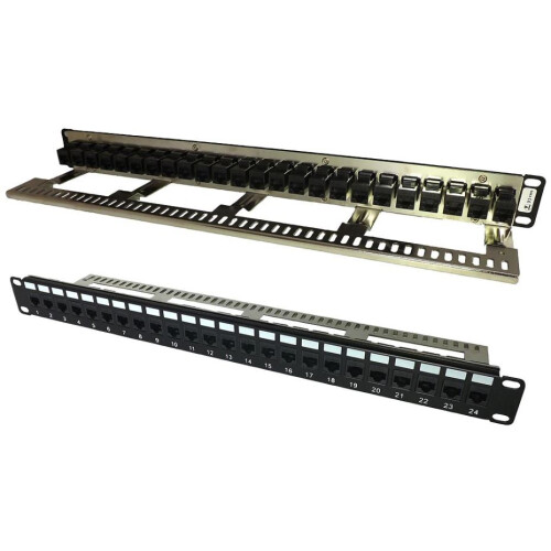 TUK - 24 Port Cat6 Keystone Coupler Panel with Cable Management Bar