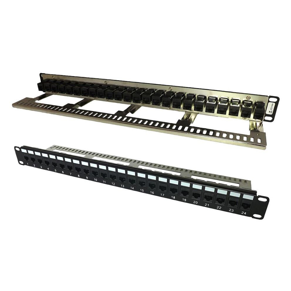 Tuk - 24 Port Cat6 Keystone Coupler Panel With Cable Management Bar 3561124162281