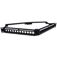 TUK - 24 Port 1U Unpopulated Angled Keystone Panel with Cable Management Bar