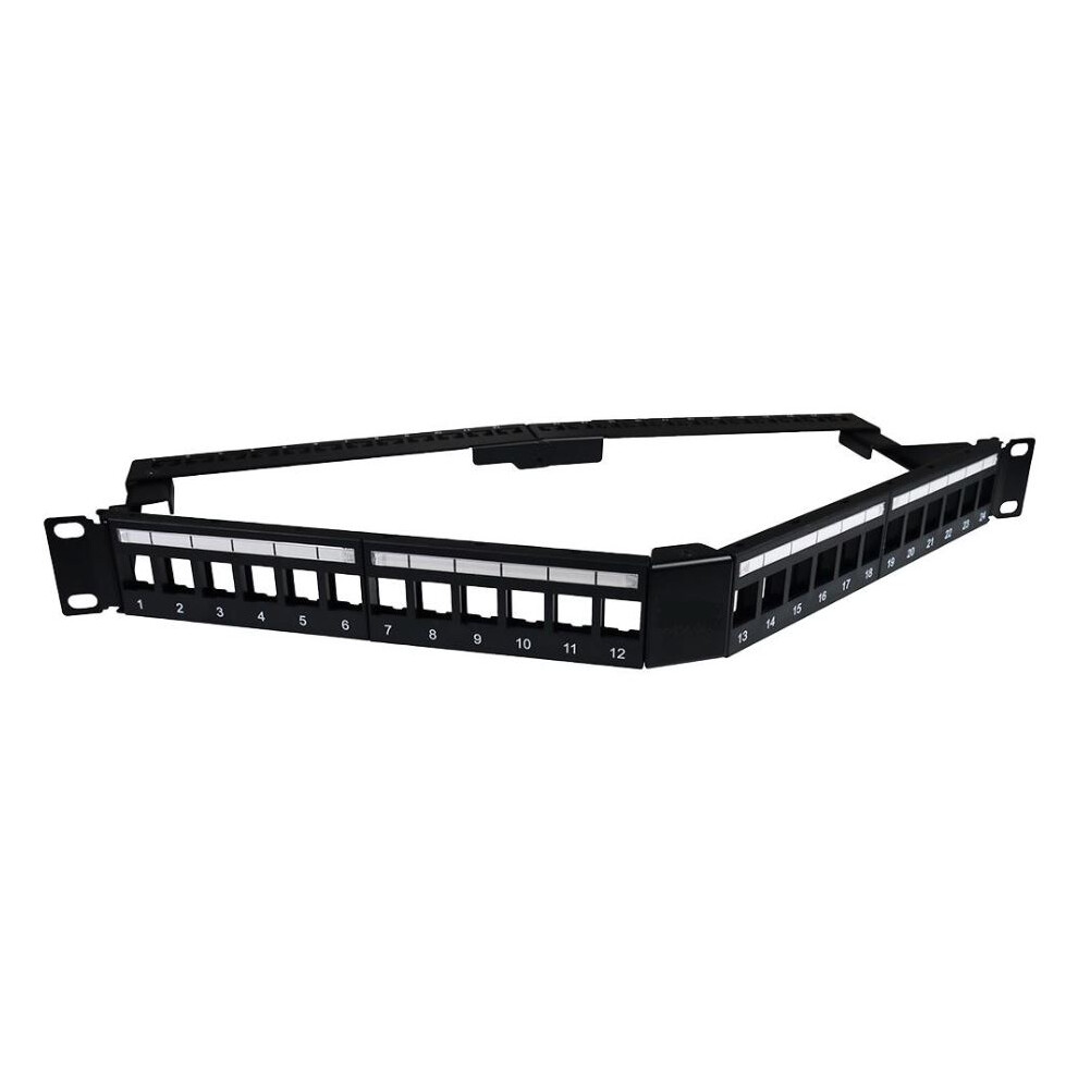 Tuk - 24 Port 1U Unpopulated Angled Keystone Panel With Cable Management Bar 3561124172730