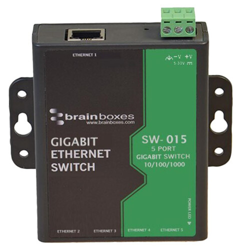 BRAINBOXES - 5 Port Industrial Giabit Ethernet Switch