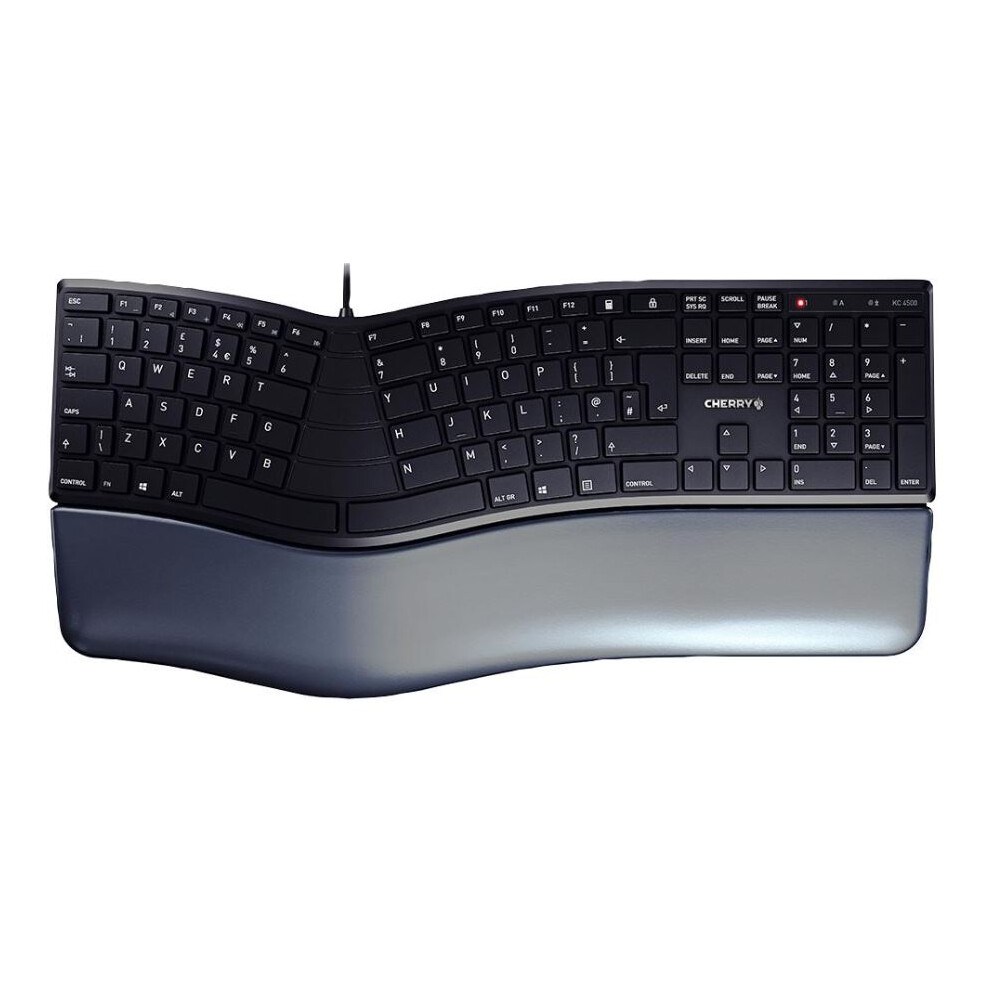 Cherry - Cherry Kc 4500 Ergo Corded Ergonomic Keyboard, Black Black,Red 3561134102659