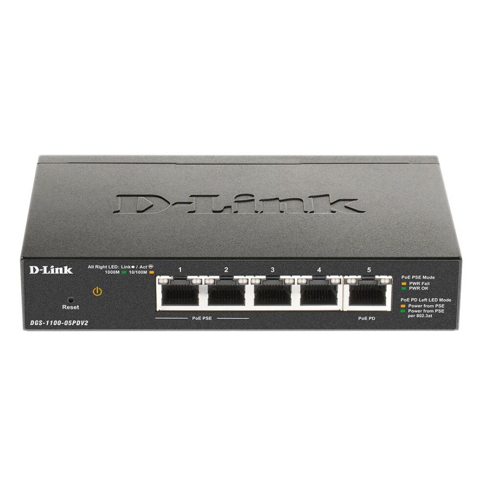 D-LINK - 5 Port Gigabit PoE-Powered Smart Managed Desktop Switch