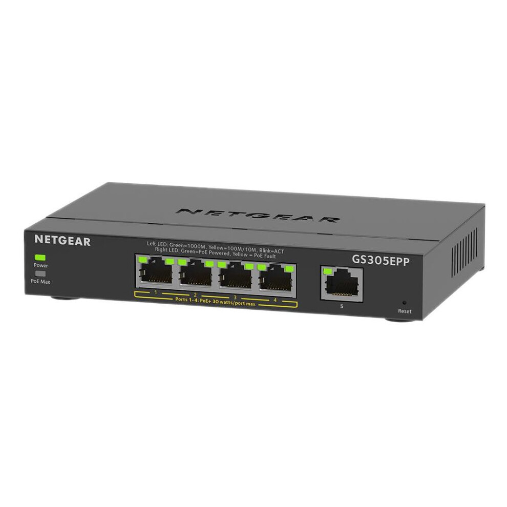 Netgear - 5 Port Poe+ Ethernet Plus Gigabit Managed Switch, 120W Poe Budget