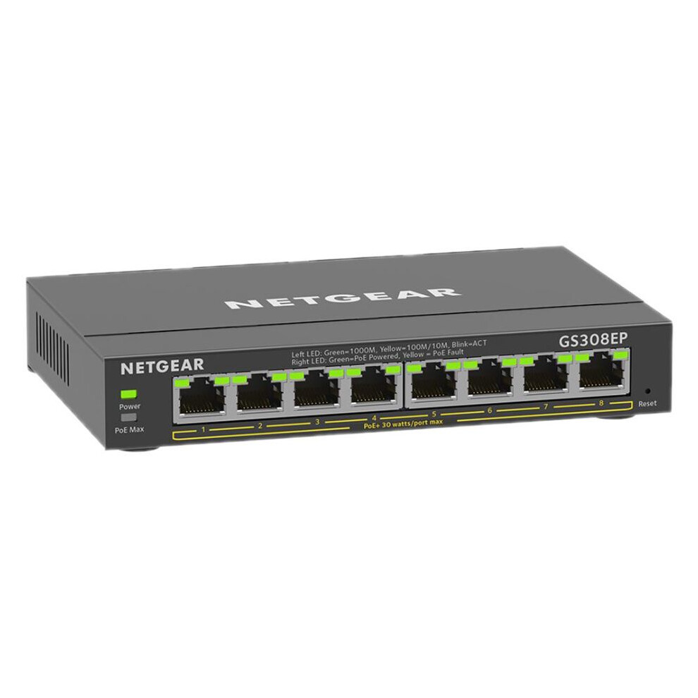 Netgear - 8 Port Poe+ Ethernet Plus Gigabit Managed Switch, 62W Poe Budget