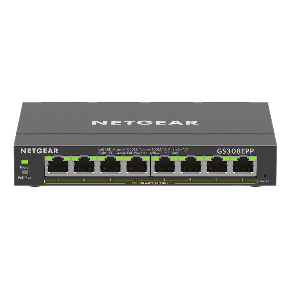 Netgear - 8 Port Poe+ Ethernet Plus Gigabit Managed Switch, 123W Poe Budget