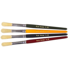 MAJOR BRUSHES - Hog Bristle Short Handle Round Tip Paint Brush Size 18 -  4 Pack