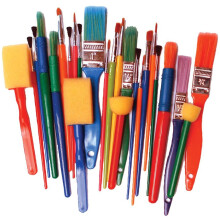MAJOR BRUSHES - Assorted Children's Paint Brushes & Foam Dabbers - 25 Pack