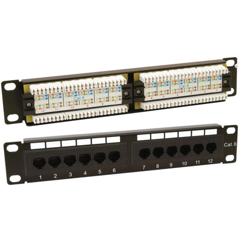 KAUDEN - 10" 1U Rack Mount 12 Port Cat6 Patch Panel