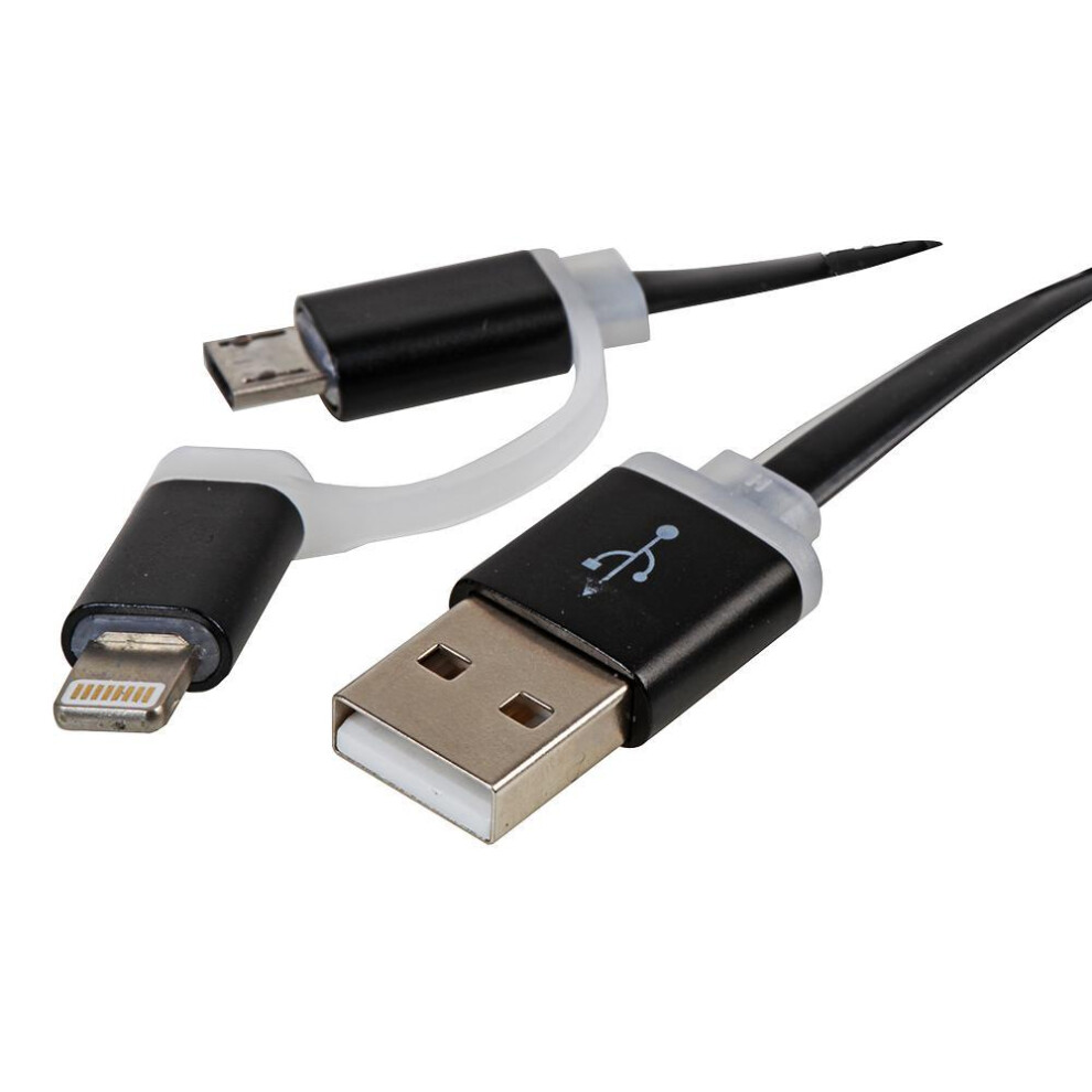 Lms Data - 2-In-1 Usb To Micro Usb Lead With Lightning Adaptor - 1M Black 8400800027696