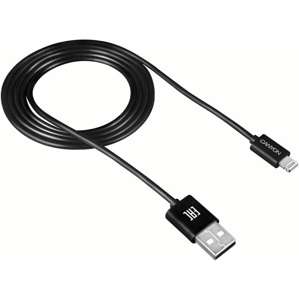 Canyon - Usb 2.0 To 8 Pin Lightning Plug Charge And Sync Round Lead - 1M Black 5291485002305