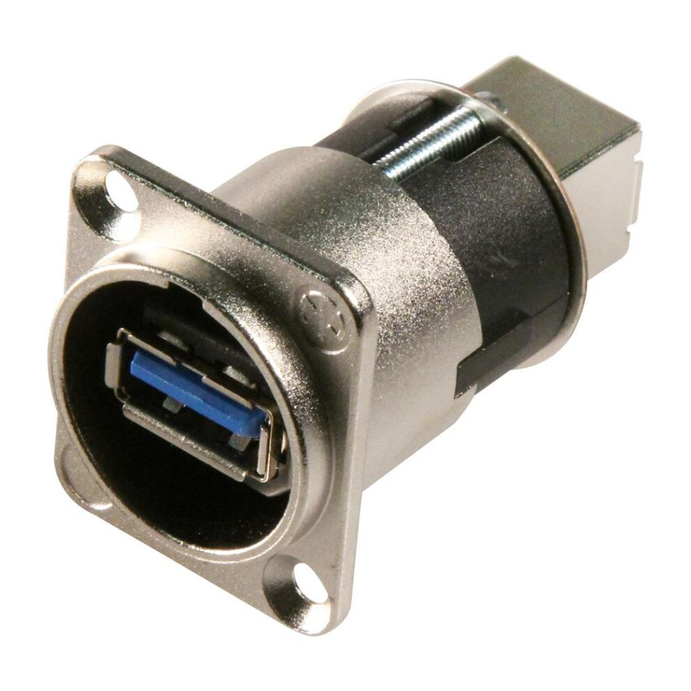 Neutrik - Usb 3.0 A To B Reversible Socket To Socket Panel Mount Feedthrough Adaptor, Metal D-Shape Housing 3561084152513