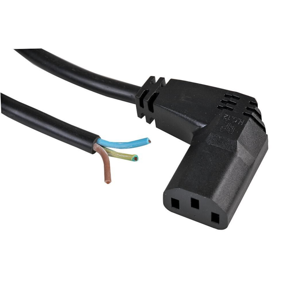 Pro Elec - Right Angled Iec C13 Female To Bare Ends Power Lead, 5M Black 642610960260